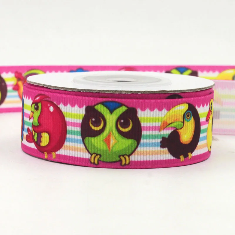 [IuBuFiGo] 10 ярдов 7/8 '(22 мм) Сова напечатала Grosgrain ленты и бант мультфильм лента