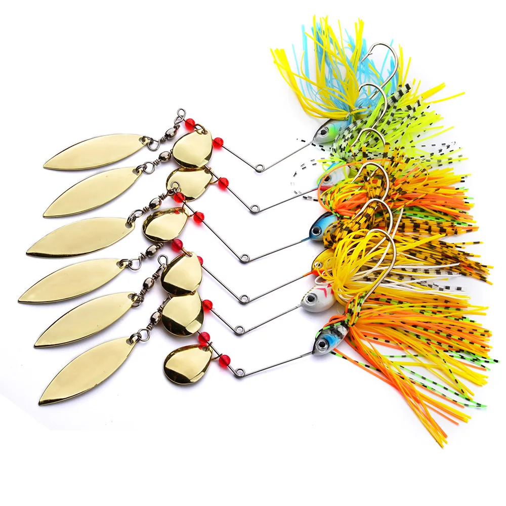 

1Pc Buzzbait Metal Spinner Bait Artificial Tassels With Hook Crankbait Jig Sequins Alloy Golden Sea Fishing Lure Wire bait Pesca