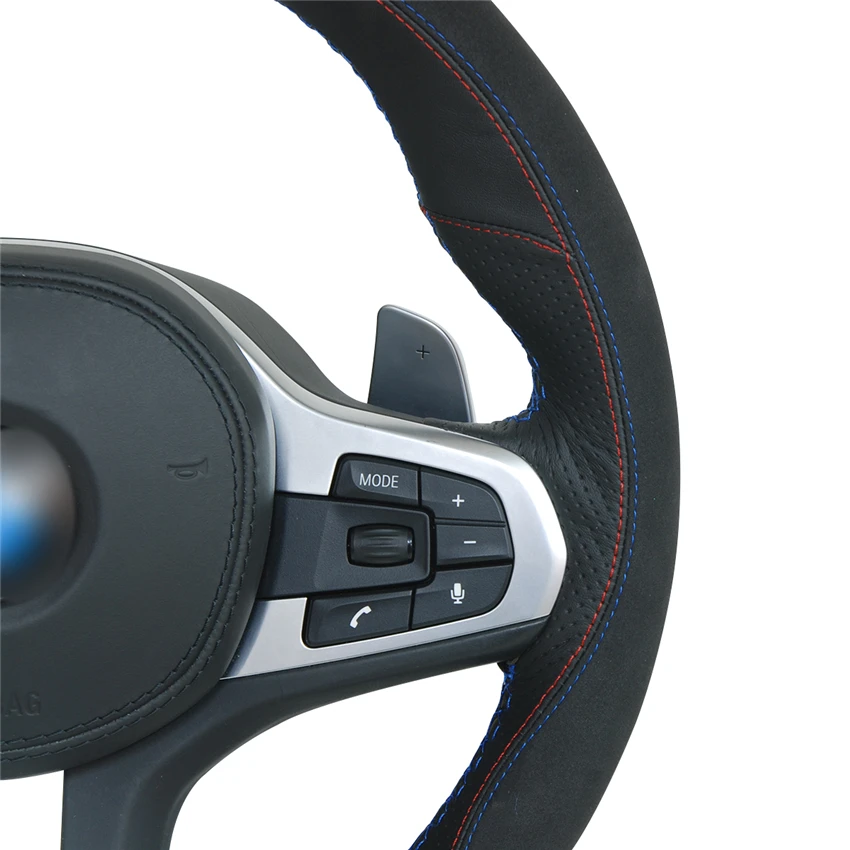 MEWANT черный замшевый кожаный чехол на руль для BMW G30 525i 530i 530d M550i M550d 2017 2018 G32 630i 640i M