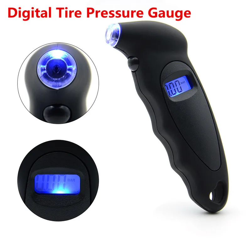 Tire Pressure Black Мини-брелок портативный цифровой ЖК-дисплей 2-150 фунтов/кв. дюйм датчик давления воздуха в шинах Колеса Тестер инструмент для измерения давления в шинах - Тип: Tire Pressure Black