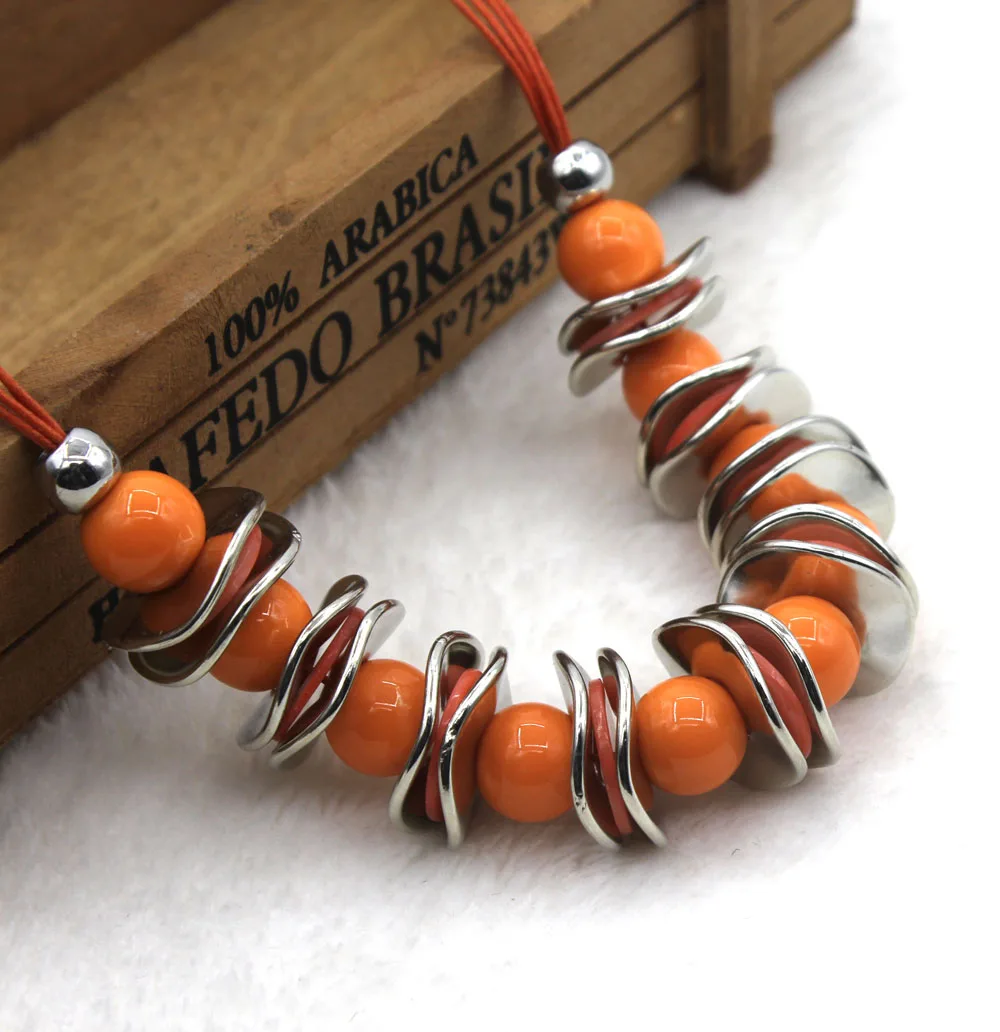 Ожерелье в европейском и американском стиле преувеличенное оранжевое короткое |