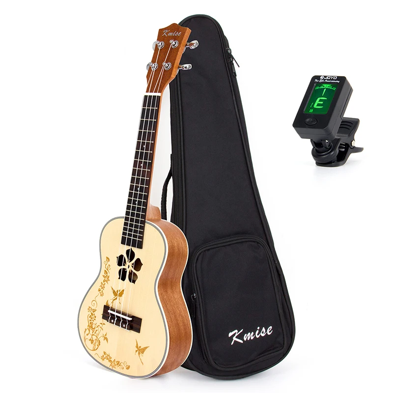 

Kmise Concert Ukulele Solid Spruce 23 Inch 18 Fret Mahogany Ukelele Uke 4 String Hawaii Guitar with Gig Bag Tuner