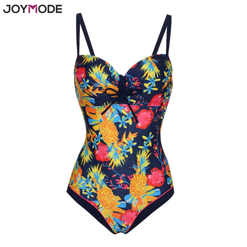 JOYMODE, сдельные женские купальники,, с рисунком ананаса, купальники, пуш-ап, на бретелях, с оборками, купальный костюм с бантом