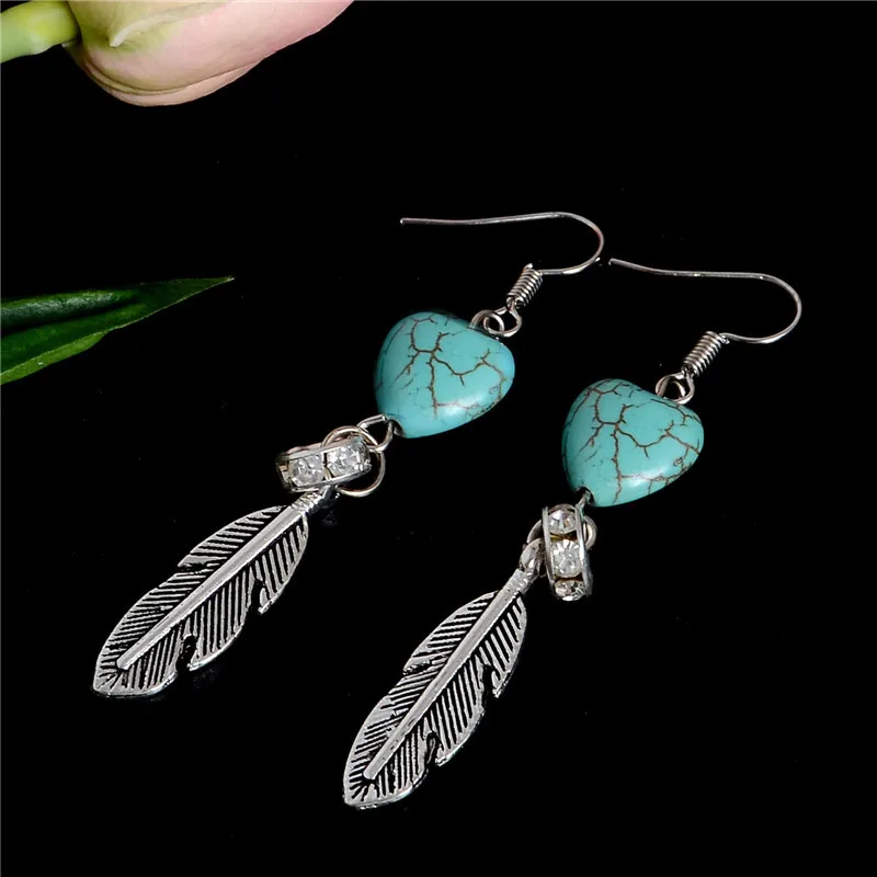 Женские серьги подвески с натуральным камнем в форме пера|womens dangle earrings|dangle