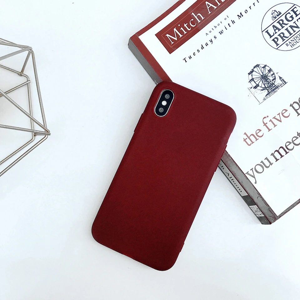 Чехол для iphone 7 на 6 plus чехлы телефонов 8 6s 5 5S se роскошный мягкий матовый Цветной