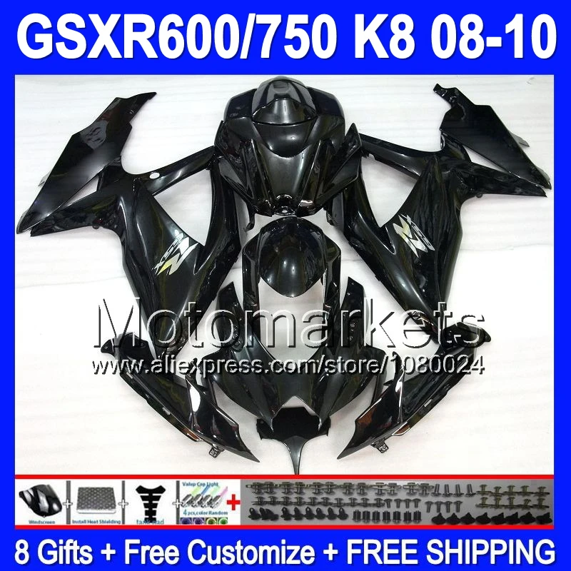 R750 8 подарки для SUZUKI горячей все черные 08 10 GSXR750 GSXR 600 750 K4A72 GSXR600 K8 09 черный глянец 2008