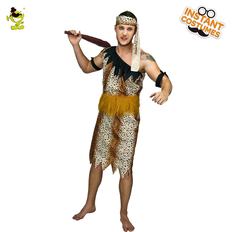 Взрослый Для мужчин джунгли пещерный костюм Косплэй карнавальный оригинальный камень ролевая игра на