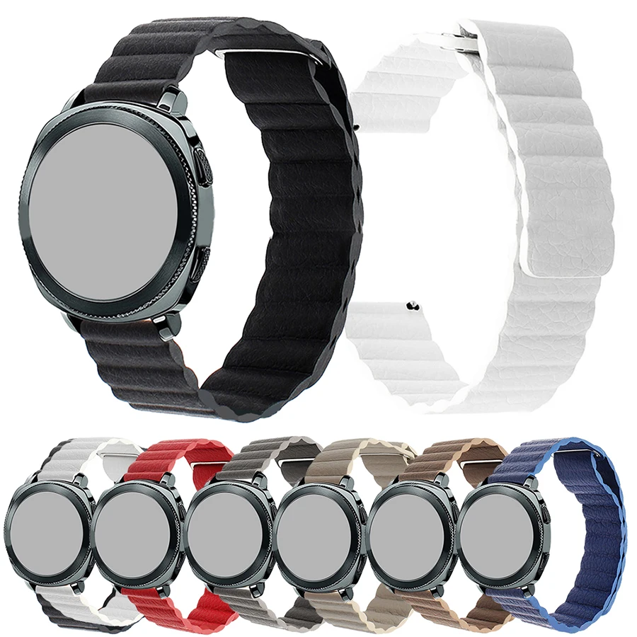 Ремешок из натуральной кожи для Samsung Live R382 Amazfit Bip универсальный магнитный браслет