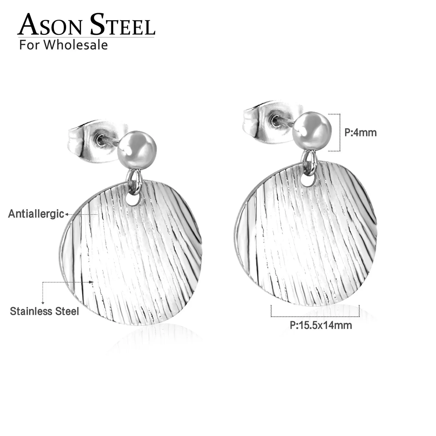ASON стальные серьги-гвоздики из нержавеющей стали 316L в Корейском стиле 2019 для