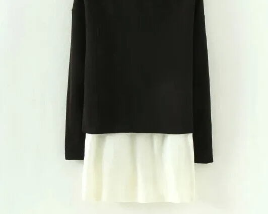 winter 2014 sweater za women Europe and America fake two knitted round neck shirt famous brand 3043 | Женская одежда