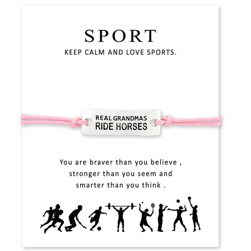 Real grandmas ride horses Charms Bracelets Adjustable Wish Card Fashion Leather Bracelet Jewelry | Украшения и аксессуары