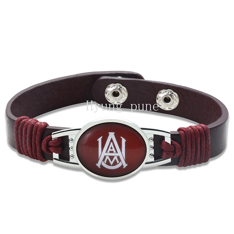 Алабама A & M бульдоги Регулируемый Браслет из натуральной кожи для мужчин и
