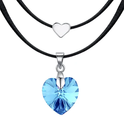 BAFFIN сердце кристалл от Swarovski модные ожерелья-Чокеры ожерелья для женщин двойной веревочной цепи массивные ожерелья Свадебные ювелирные изделия - Окраска металла: Aquamarine