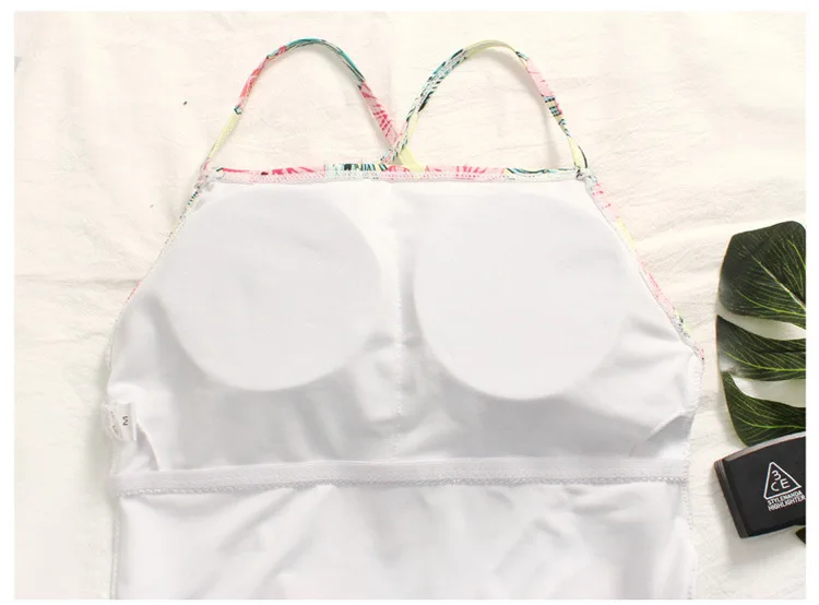 Слитный купальник с тропическим перекрестным поясом 2018 корейский садовый