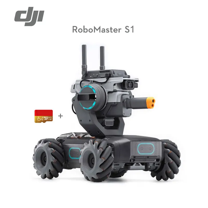 DJI RoboMaster S1 умный Обучающий робот умный автомобиль игрушка танк лучший подарок для детей пульт дистанционного управления бренд - Color: With 64G SD card