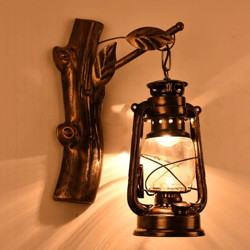 Retro nostalgic wrought iron lantern wall lamp creative Loft net Garman coffee bar stair lamp wholesale