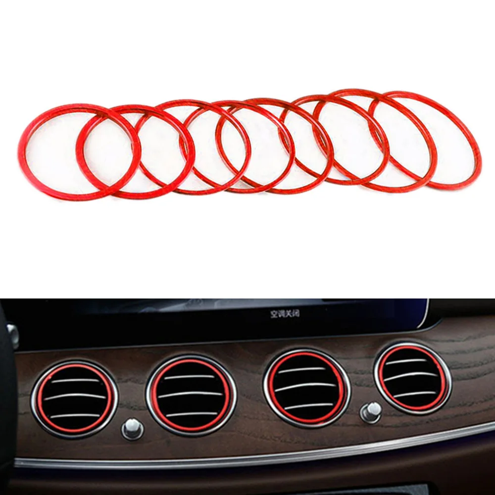 8pcs Car Air Condition Vent Outlet decoration rings Cover Trimfor Benz E class W213 E200 300L Interior accessories |
