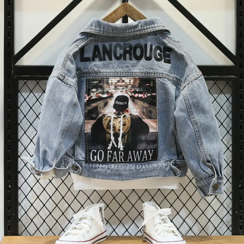 Джинсовая куртка для маленьких мальчиков детская джинсовая ковбойская верхняя