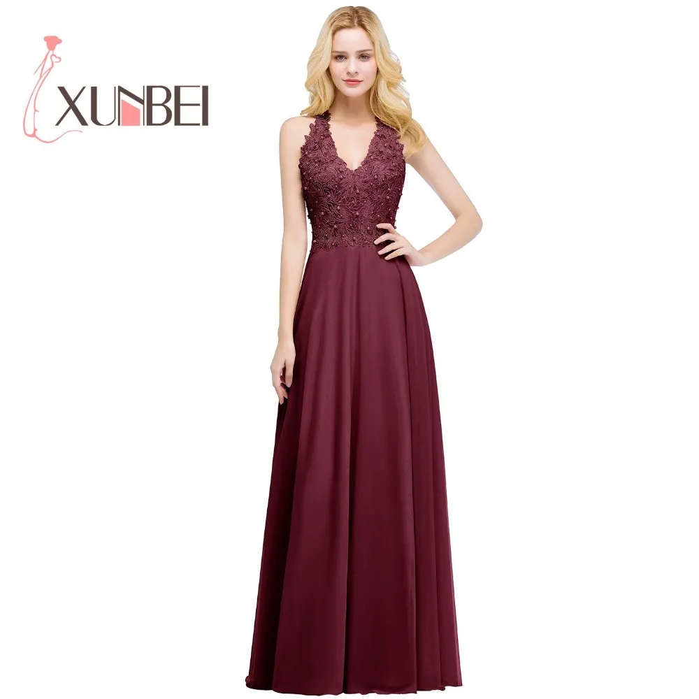 

Robe de soiree Sexy Back A Line Dusty Pink Beaded Applique Evening Dresses Long V Neck Prom Dress Formal Party Gown