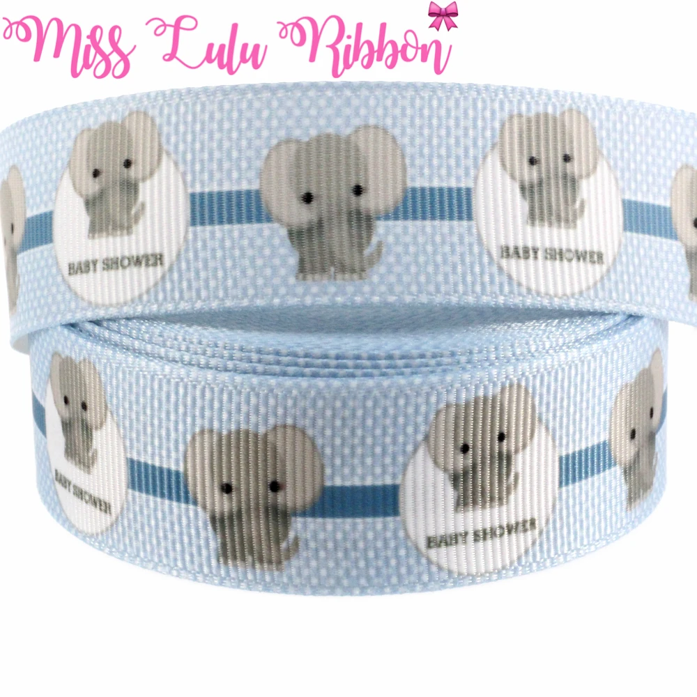 22 мм 25 Baby Elepant милый мультфильм печатных Grosgrain ленты изготовление для волос DIY