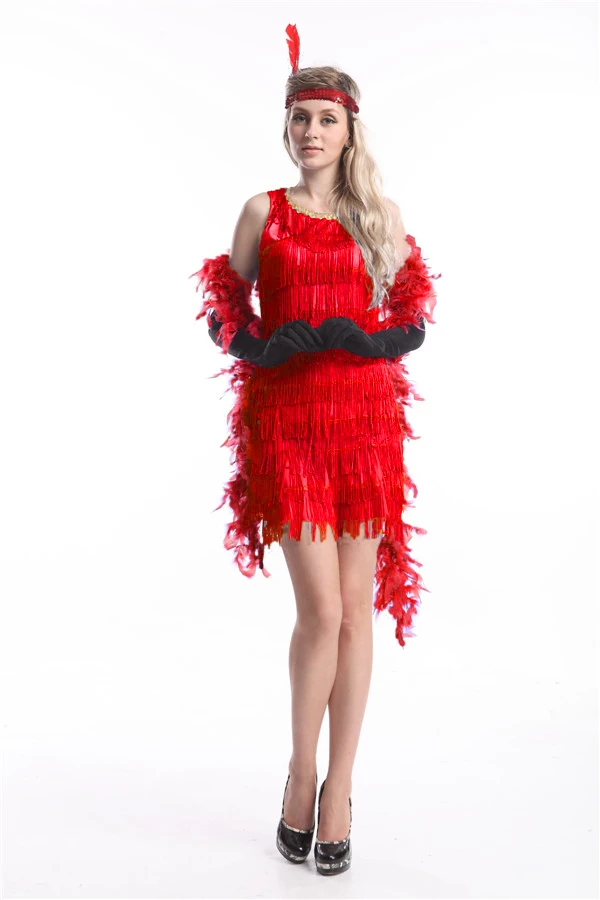 

Five colors !! Flapper Ladies 20s Fancy Dress Womens 1920s Great Gatsby costume red,black ,purple,gery ,yellow S M L XL 2XL