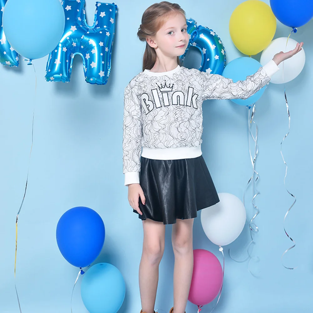 Новая черная юбка для девочек из искусственной кожи детская одежда осенне зимняя