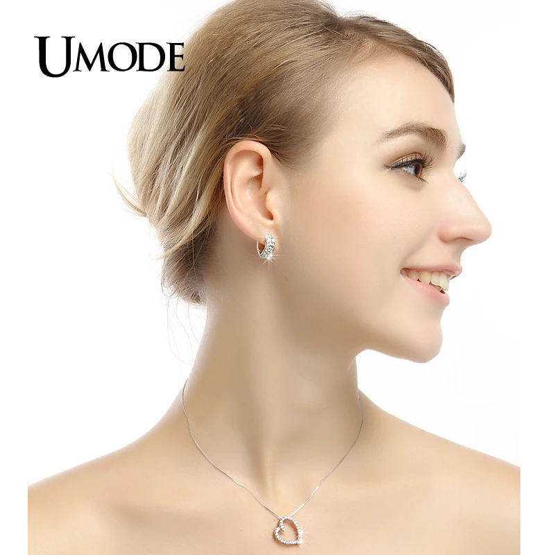 UMODE Уникальные серьги кольца в форме сердца украшенные цирконием UE0015|earring loop|loop