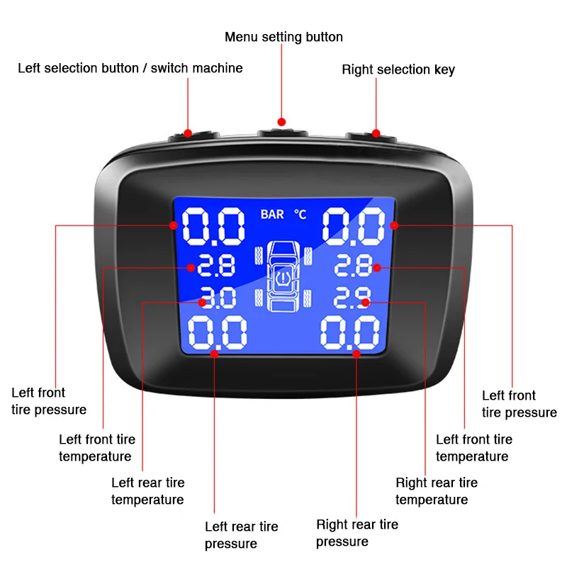 TPMS внешняя/Внутренняя система контроля давления в шинах сигнализация давления в шинах прикуриватель датчик давления в шинах TPMS