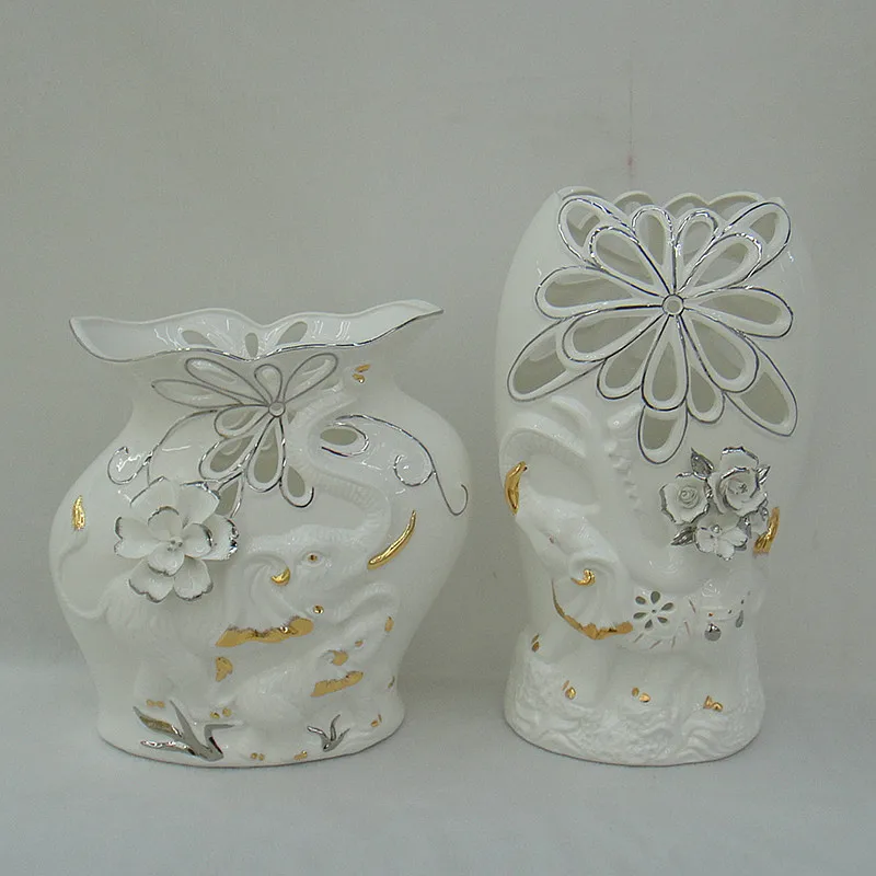 Fashion creative bone china vase ceramic elephant ornaments crafts luxury home decoration gift |