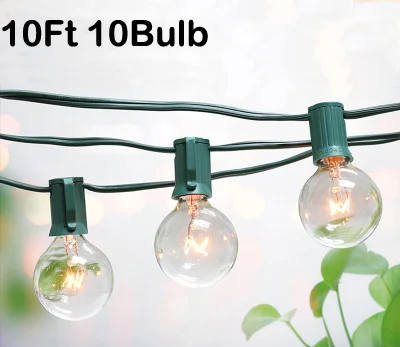 Green Line 10ft 25Ft 25 лампочка винтажный светильник s 10Ft 10 шт. G40 прозрачная лампа Retor для праздников и вечеринок зонтик патио светильник ЕС США гирлянда - Испускаемый цвет: Green Line 10ft