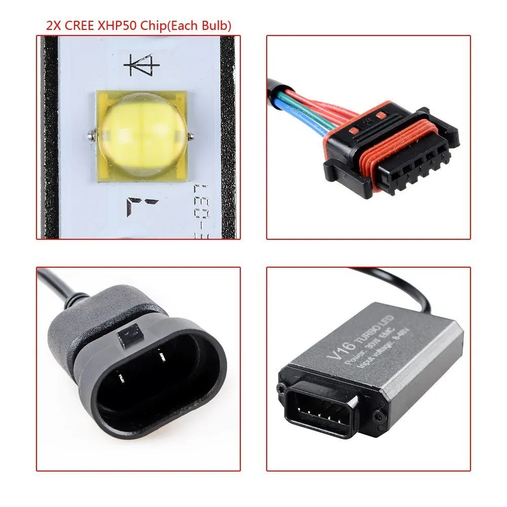 Пара супер яркий 6000K 30W IP68 3600LM CREE XHP50 чип светодиодный 9006 HB4 9012 лампа для фар с