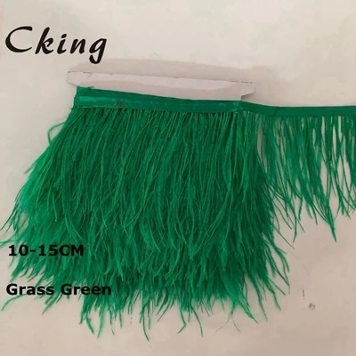 grass green 10 метров темно-зеленое перо отделка 10-15 см ширина страуса перо платье с бахромой швейный Материал карнавал рождественские украшения Ремесло - Цвет: grass green