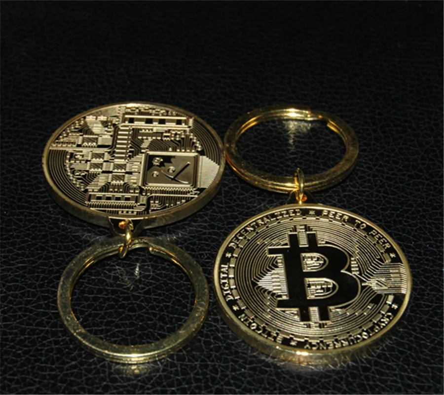 Брелок цепочка золотой серебряный брелок BTC металлический физический Биткоин |
