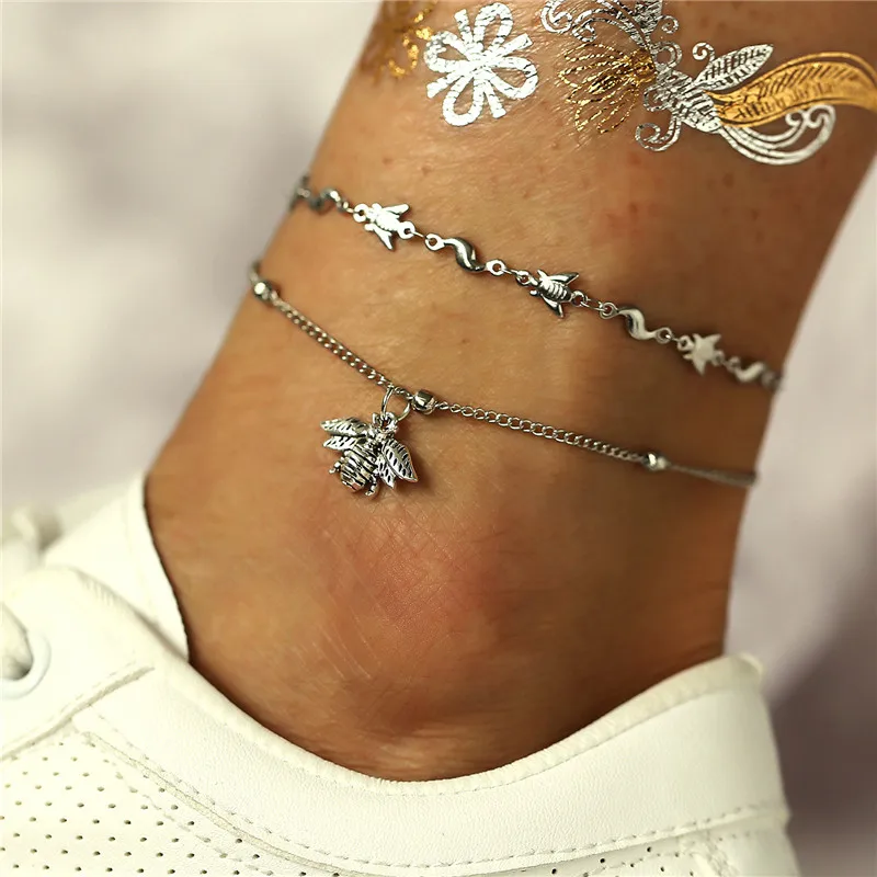 Boho Sea Shell пляжные браслеты на ногу для женщин Морская звезда Бесконечность серебряный браслет на лодыжку ноги цепь простой ножной браслет Tobilleras Conchas