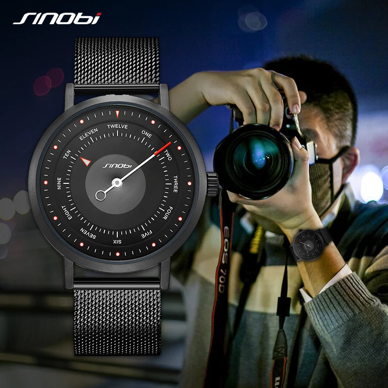 

SINOBI Watches Men Brand Rotate Creative Designer Sport Watches Men's Quartz Clock Man Casual Military Waterproof Wrist Watch