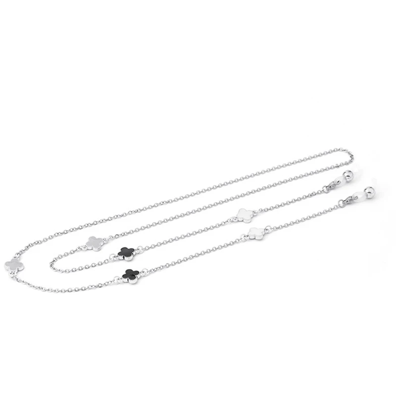 Gold Plated Titanium Steel Link Chain Clover Flower Eyeglasses Chains for Reading Glasses Cord Sunglasses Strap Holder Neck Band