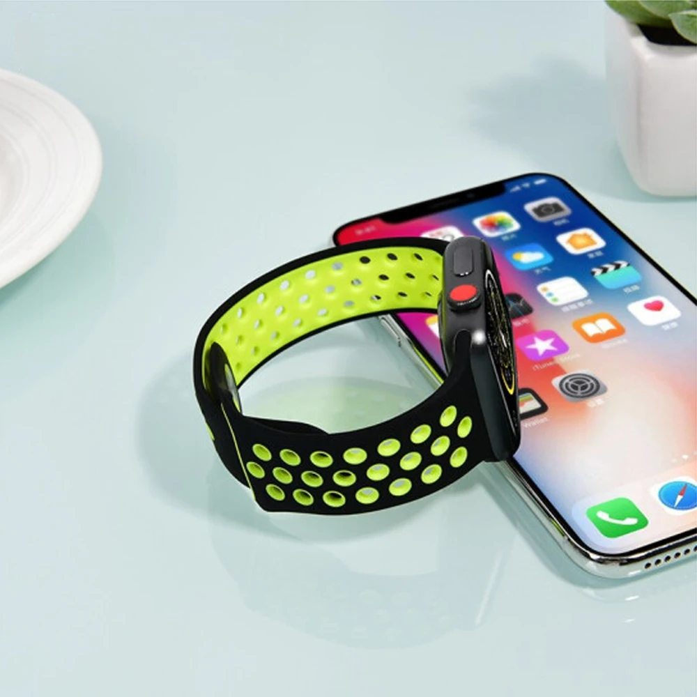 Спортивный ремешок для часов для apple watch, ремешок 42 мм, 38 мм, версия apple watch 4 5 44 мм 40 мм iwatch серии 3/2/1 силиконовый ремешок браслет ремень