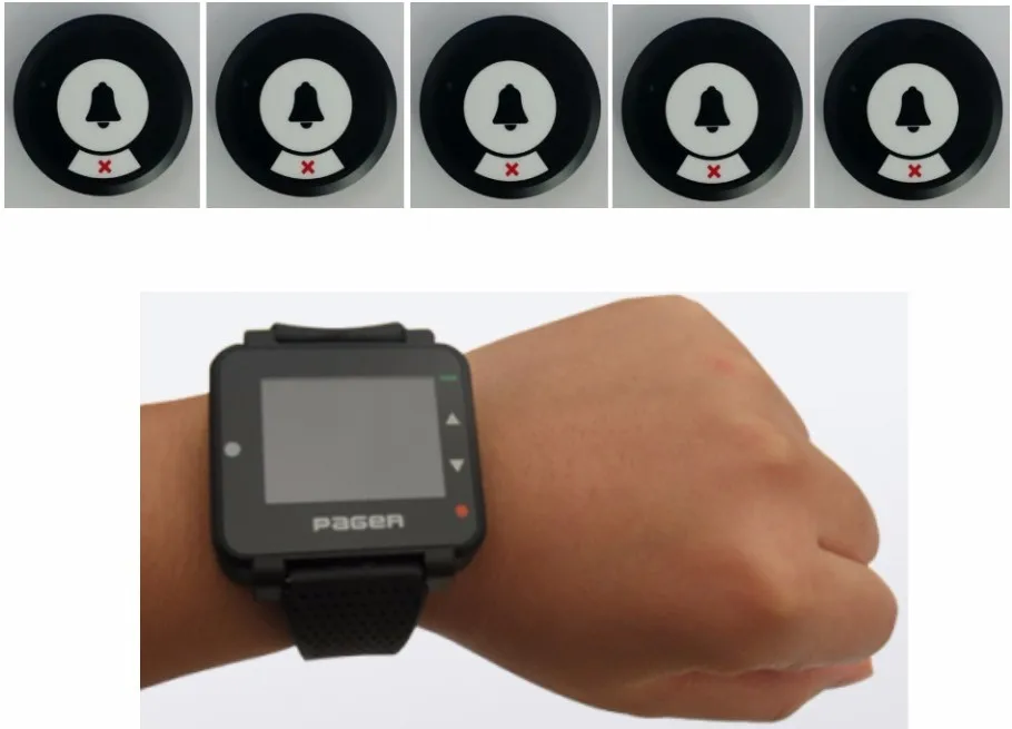 Бесплатная доставка! Вызов официанта передатчик пейджера с двумя клавишами