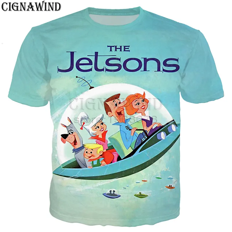 02 Забавный мультфильм Jetsons Meet The Flintstones Футболка Мужская/Женская Футболки с 3D-принтом Harajuku стиль футболка уличная топы - Цвет: 02