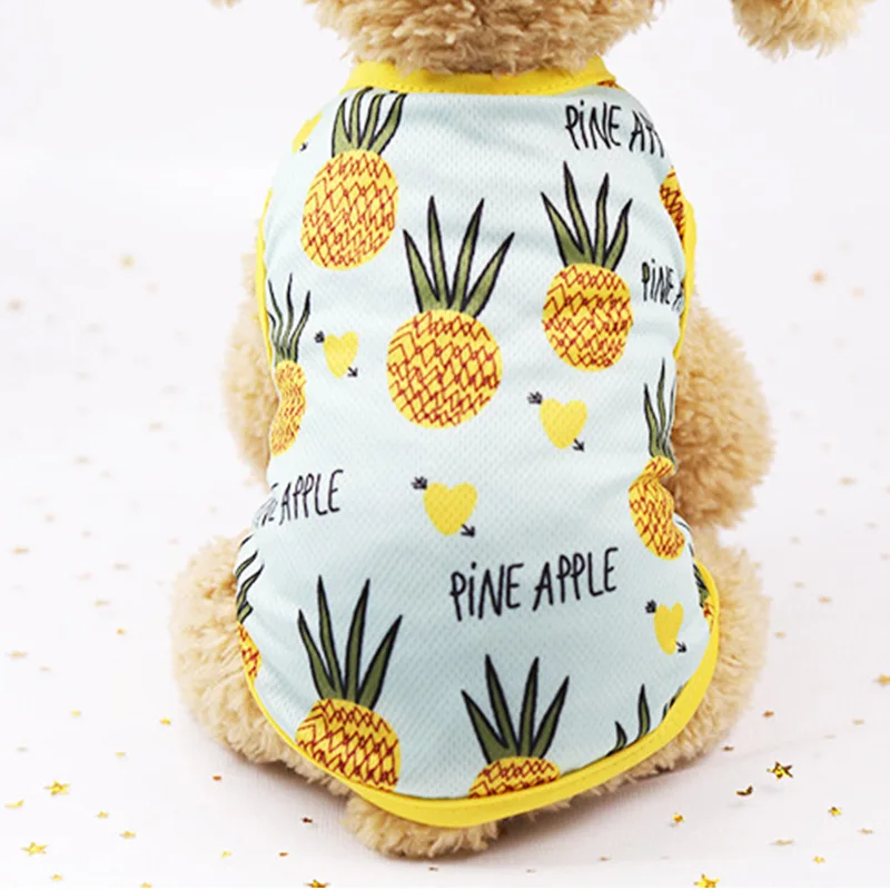 Pineapple Vest Одежда для собак пляжное летнее платье для собак Одежда для маленьких собак дышащее платье с фруктовым принтом юбка жилет для животных Чихуахуа Йорк - Цвет: Pineapple Vest