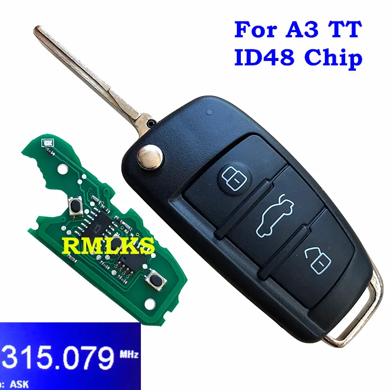 Новый Флип дистанционный ключ брелок от машины для Audi A3 S3 A4 S4 TT 434/315 МГц 8P0837220D 8P0 837
