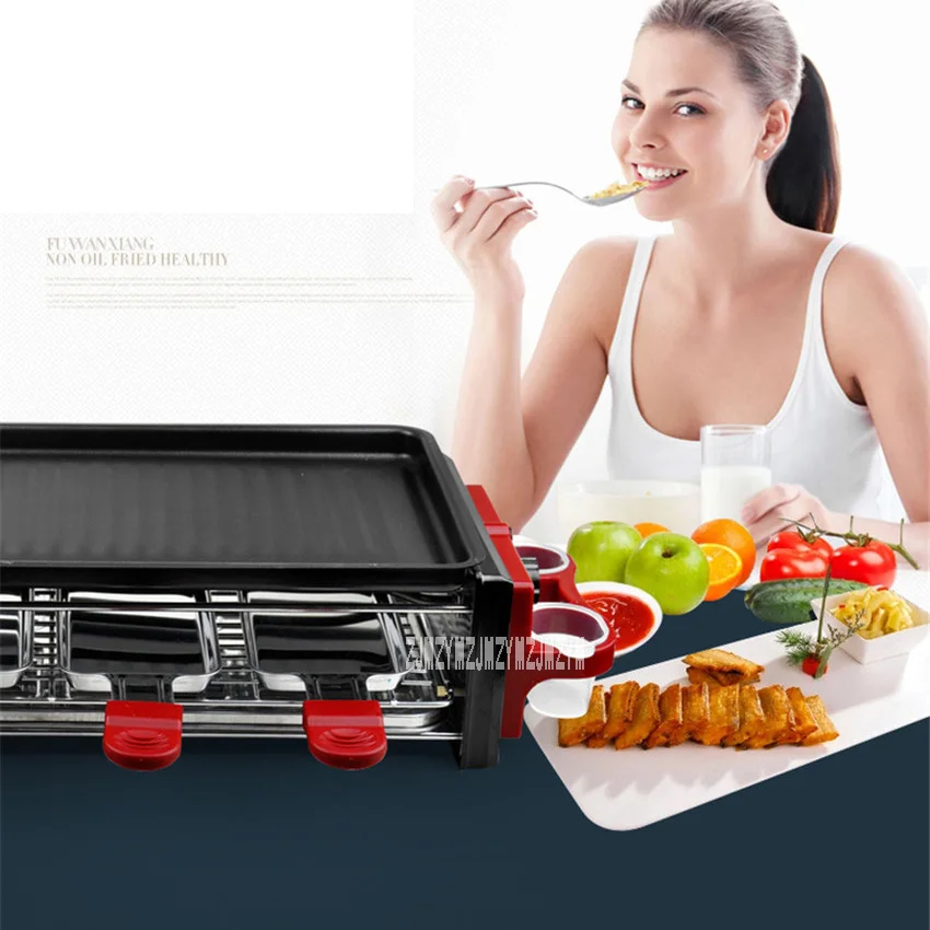 Многофункциональный Двухслойное бездымного электрическая сковорода гриль для