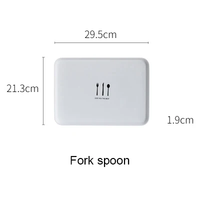 fork spoon Простой европейский стиль белая тарелка для завтрака 11,6 ''X 8,3'' тарелка для хлеба и масла креативный прямоугольный поднос для фруктов AKUHOME - Цвет: fork spoon