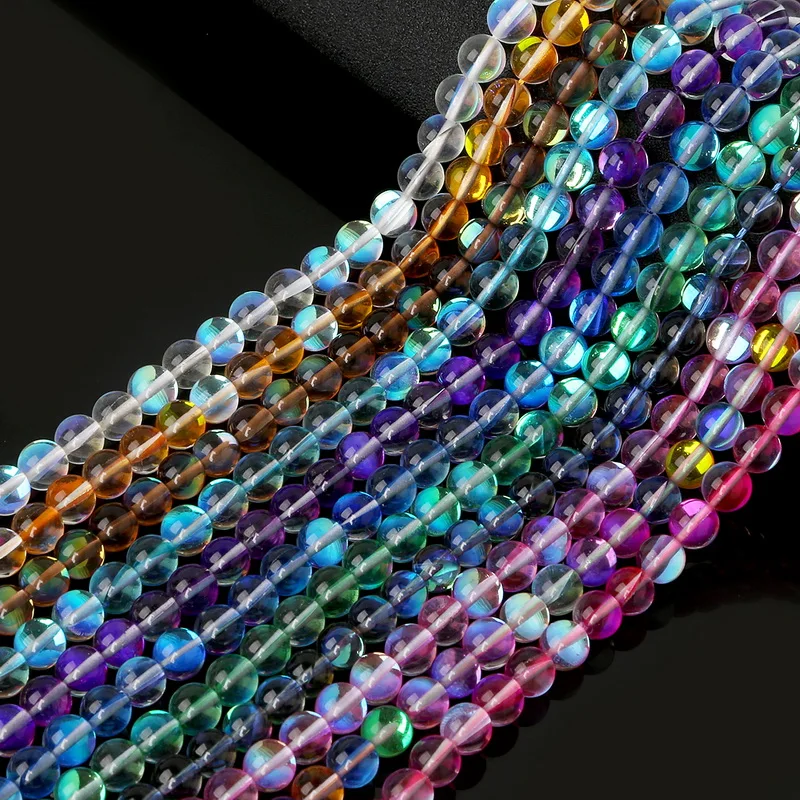 Оптовая продажа 8 мм Разноцветные природные трещины Кристальные круглые бусины 15