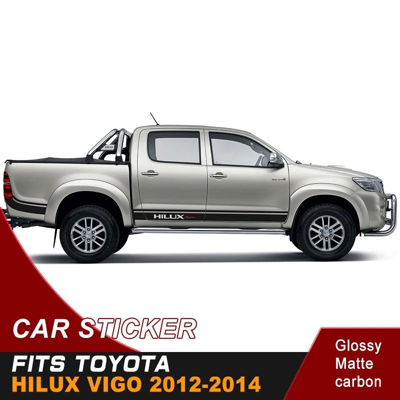 2 шт. hilux racing side stripe pickup boxbed graphic 4x4 Автомобильная Виниловая Наклейка для TOYOTA HILUX revo и