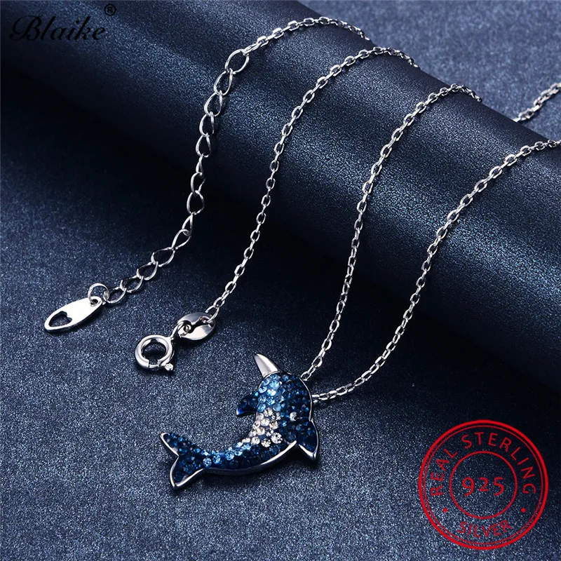 Женский кулон в виде дельфина Blaike подвеска из настоящего серебра 925 пробы с