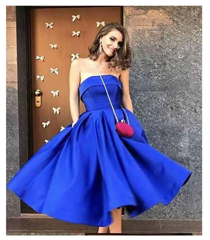 Пикантные синее платье для выпускного вечера 2019 Vestido baile Latino Mujer curto ярко синего