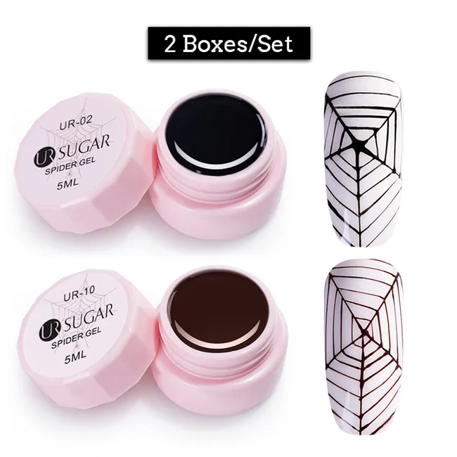 2pcs set5 Ur Sugar 5 мл паук гель для ногтей креативный проволочный рисунок лак для ногтей точка к линии Гель-лак для живописи тянет шелк паук дизайн ногтей - Цвет: 2pcs set5