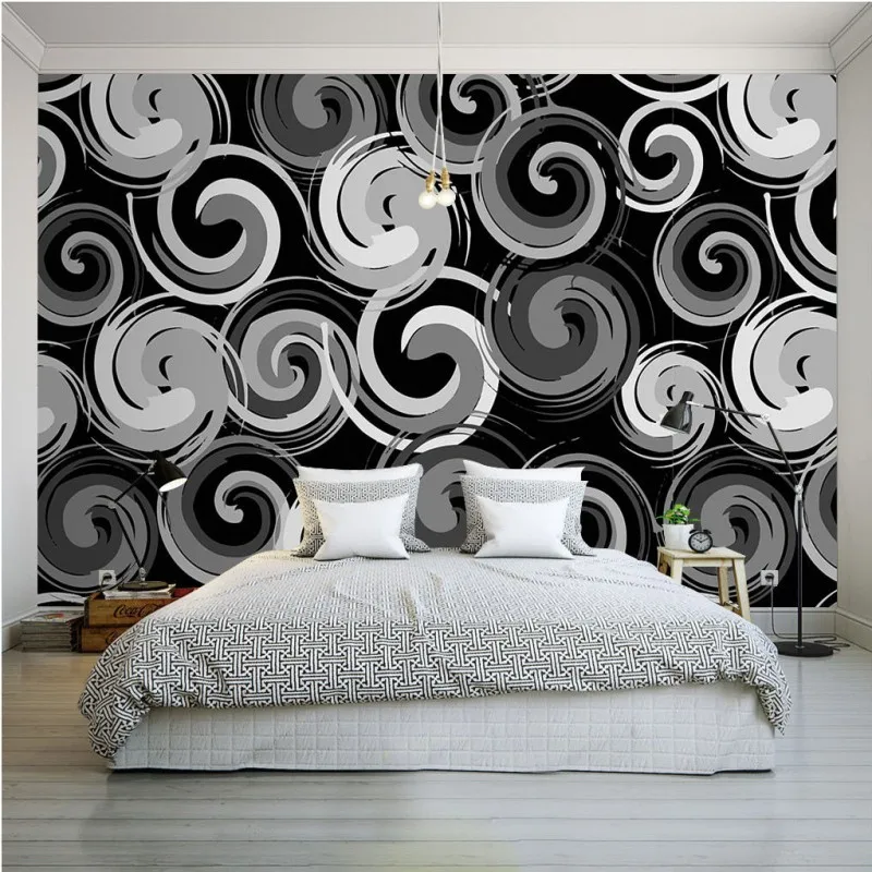 Фото обои индивидуальность черный белый Спираль фон Стена ресторан спальня