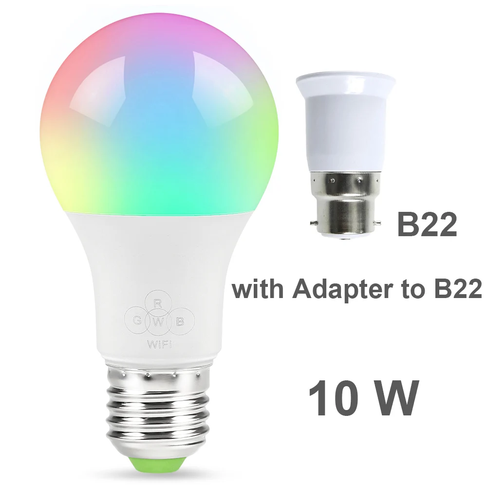 B22 10W WiFi умный светильник с регулируемой яркостью многоцветный E27/E14/B22 6,5 Вт Светодиодный светильник совместим с Alexa и Google Assistant Smart Home - Цвет: B22 10W